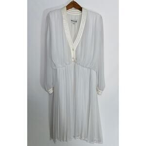 Vintage '80s Wayne Clark Aline Marelle Dress - Women's Size 10 - White Chiffon‎